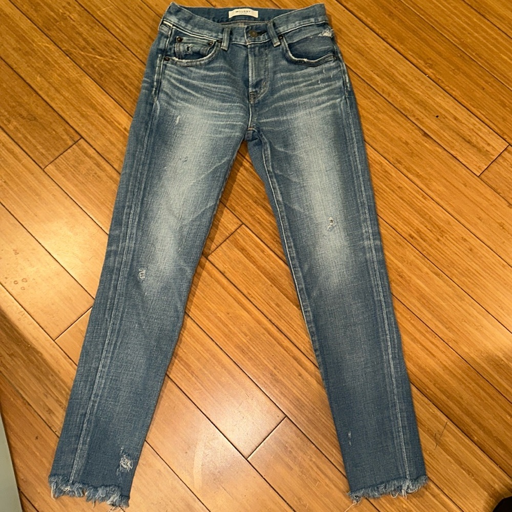 Moussy Light Blue Distressed Skinny Jeans